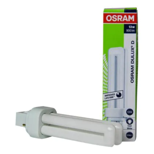 OSRAM DULUX D 13W 840 CFL Cool White, Energy Efficient Compact Fluorescent Lamp with Balanced Brightness and Good Color Rendering